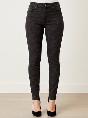 FIDELITY DENIM | Stevie Mid Rise Skinny Black Parisian Lace - Size 24